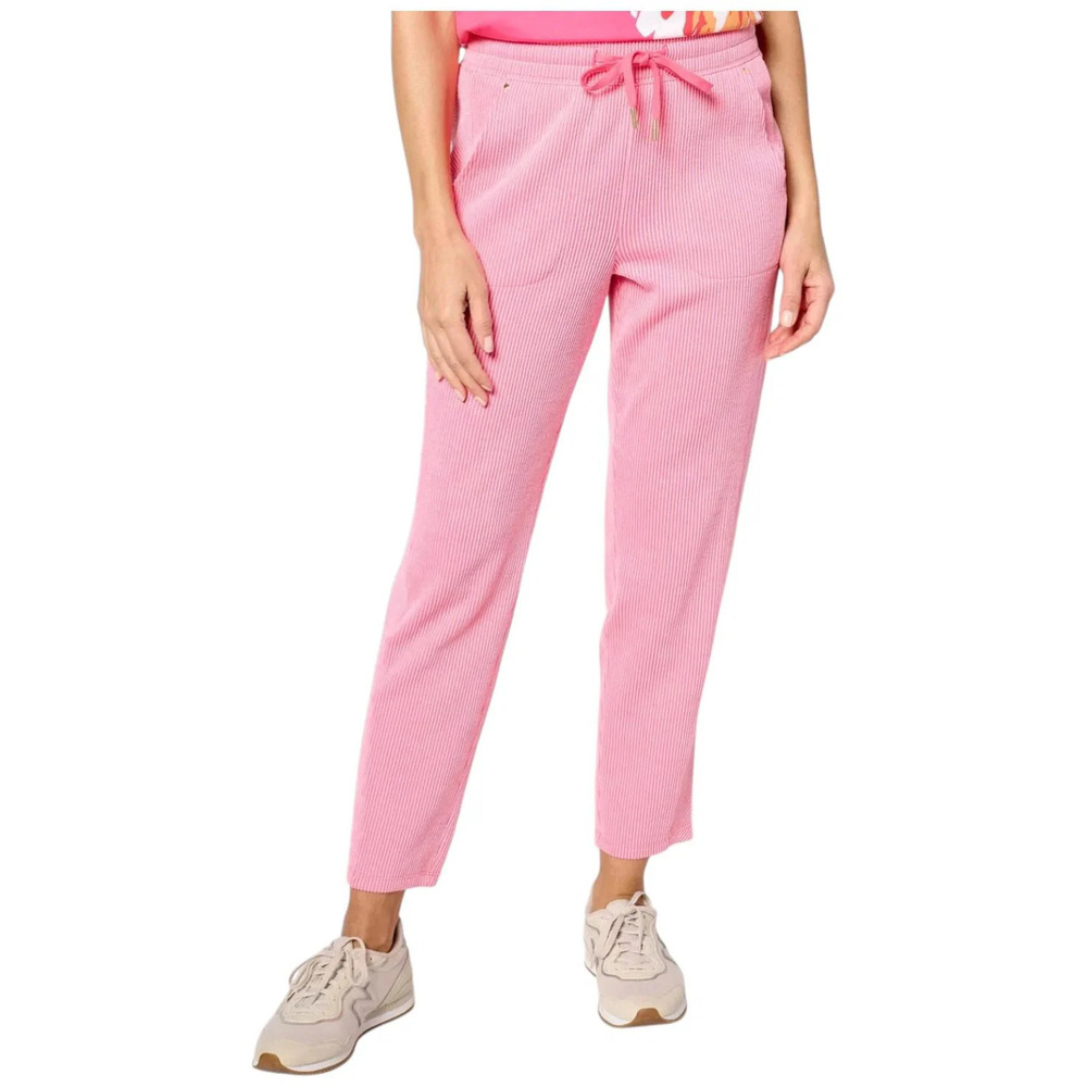 Sport Savvy Seersucker Slim Straight Ankle Pant Pink Punch - Petite